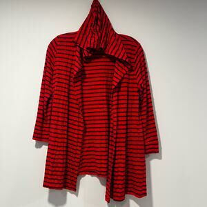 Velvet Casual Hoodie Cardigan Red Black Cotton Modal Sz Small